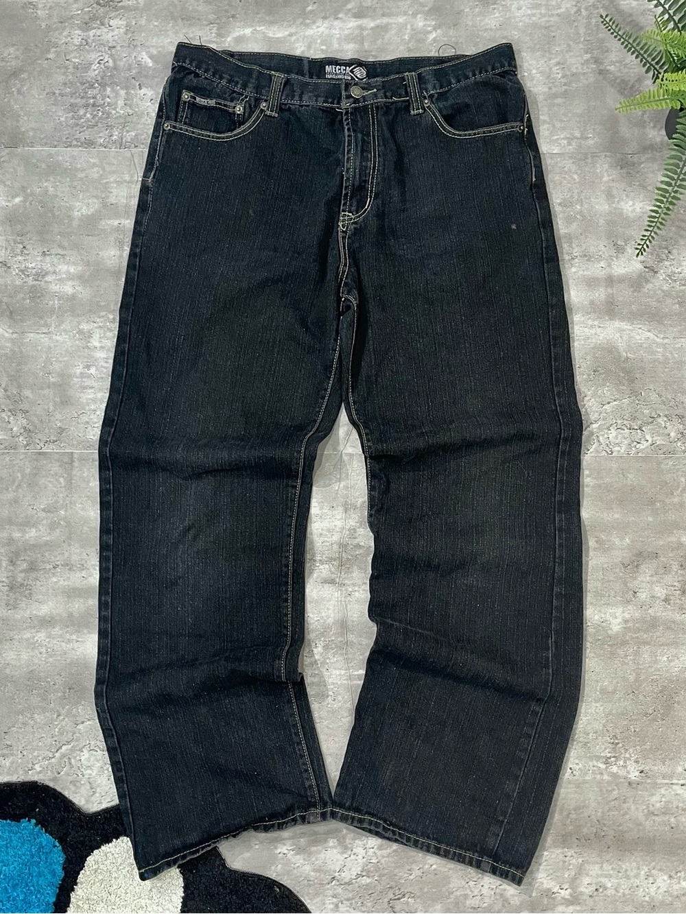 Vintage MECCA Dark Wash Baggy Jeans Men's Size 36x34 Hip Hop Y2K Denim